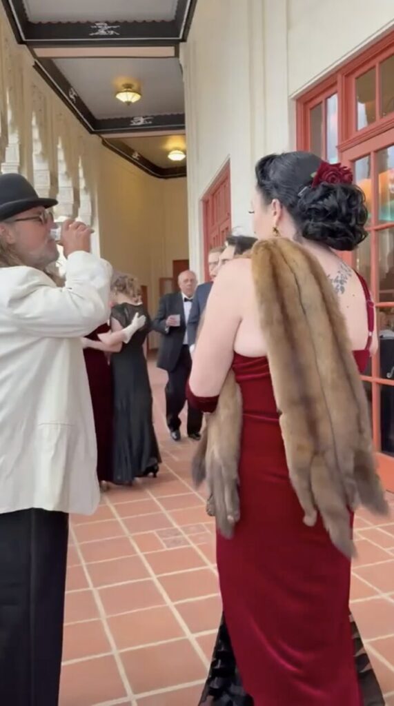 Regina Luz Jordan of Hollywoodland News with Marisa Firebaugh confronting a racist couple at the Art Deco Society of Los Angeles Avalon Ball May 2025, video stills.